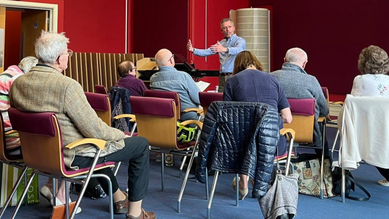 Church gathering in the Council Chamber