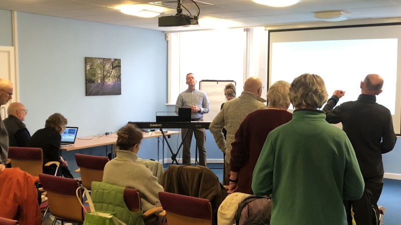 Church gathering in the Beacon Room